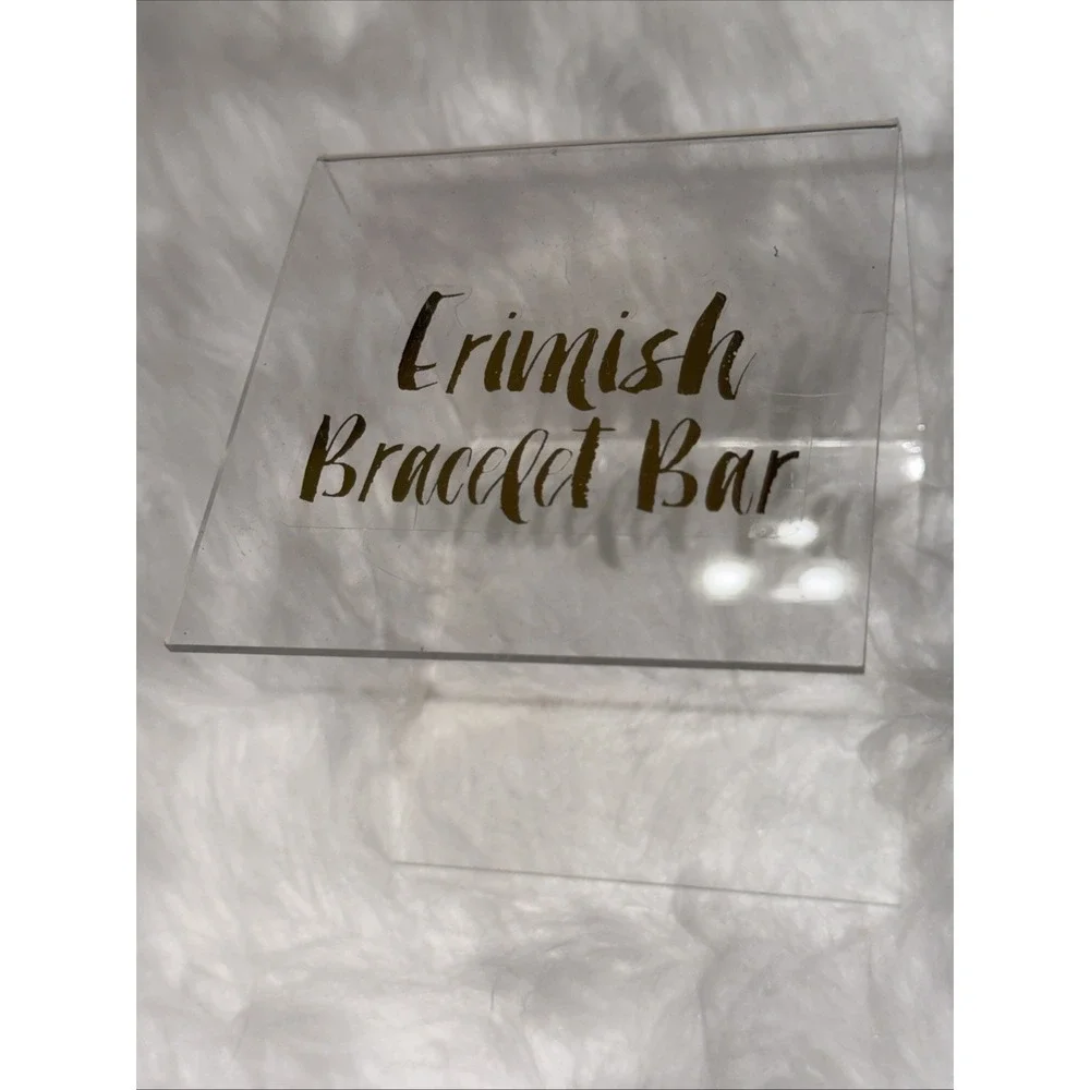 Erimish Bracelet Bar Acrylic Jewelry Display Stands Clear Gold Logo Set of 4